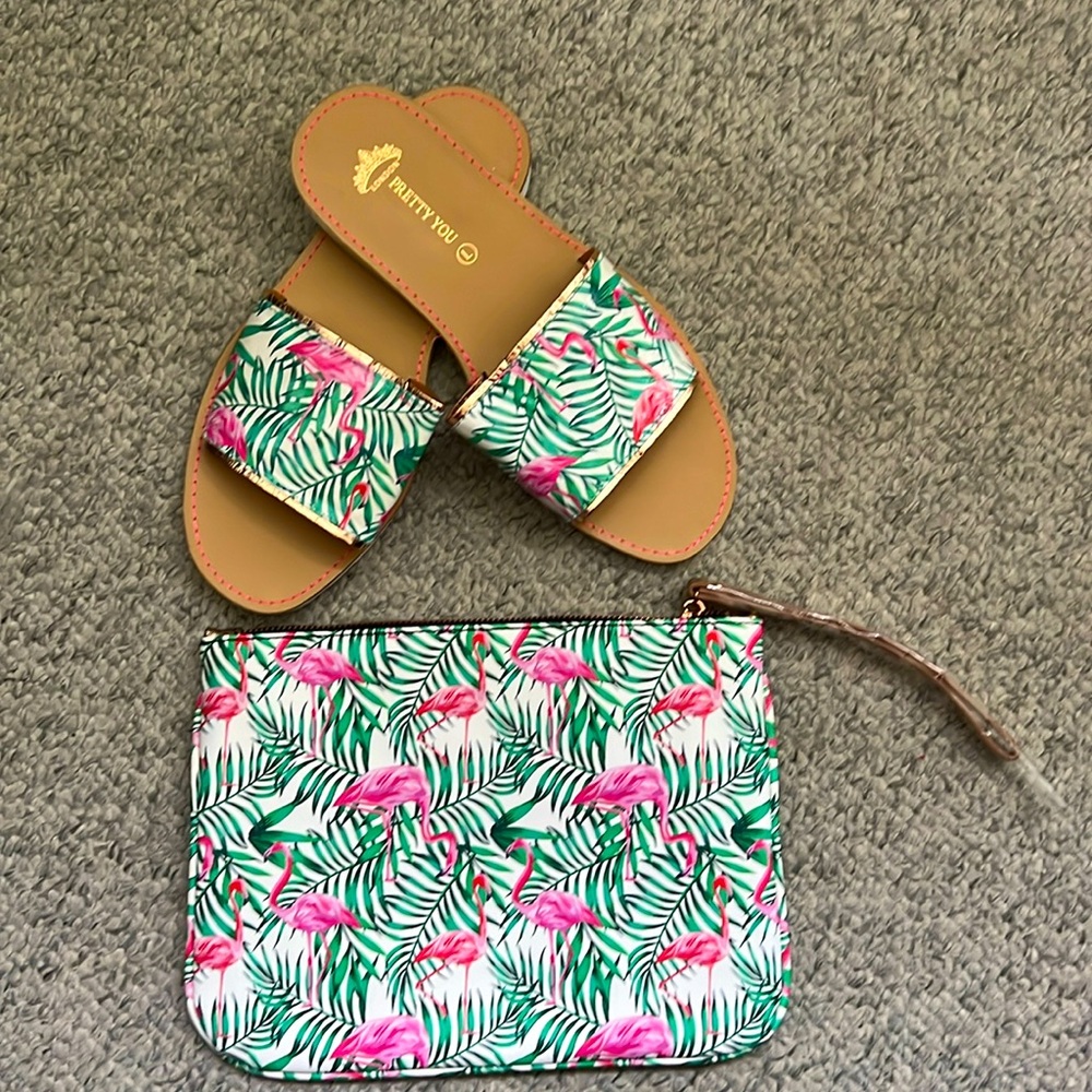 Pretty You London - clutch and sandals NWT